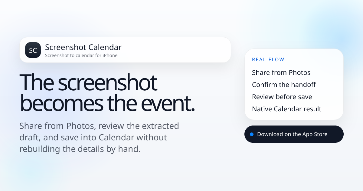 Screenshot Calendar | Screenshot to calendar for iPhone